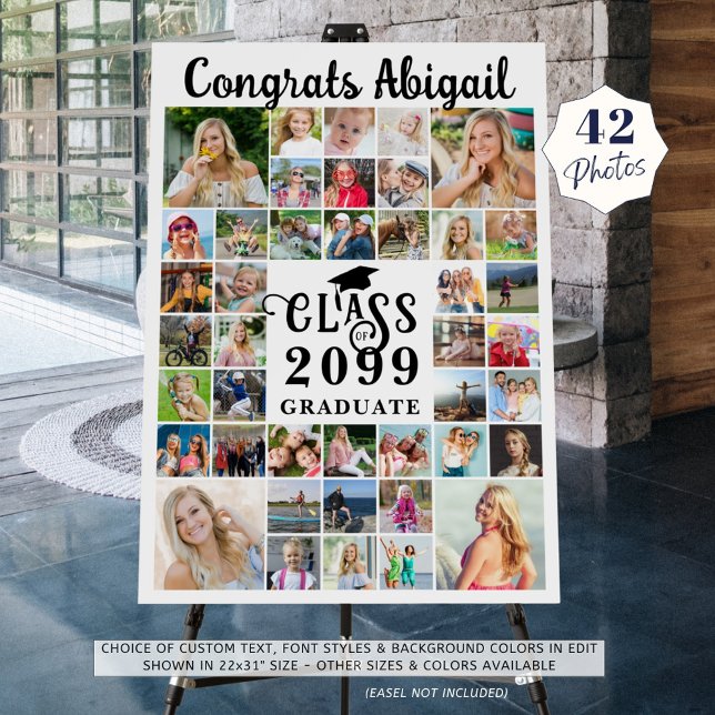 Graduation 42 Photo Collage Script Class Year Foam Board (Creator Uploaded)