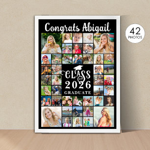 Graduation 42 Photo Collage Script Class Year Poster