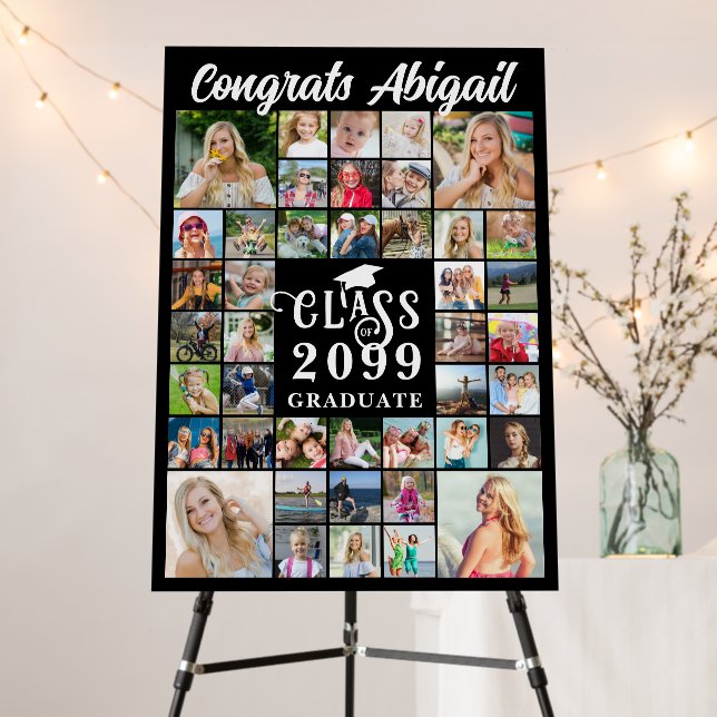 Graduation 42 Photo Collage Stylish Class Year Foam Board (In Situ (Stand))
