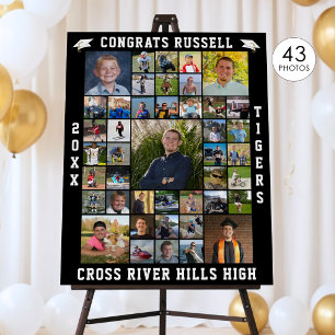 Graduation 43 Photo Collage Custom Colors and Text Foam Board