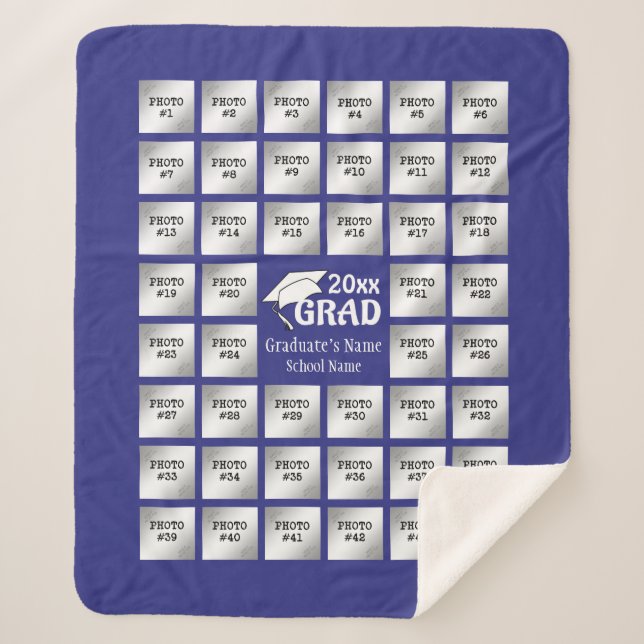 Graduation 44 Photo Collage (Changeable PURPLE) Sherpa Blanket (Front)