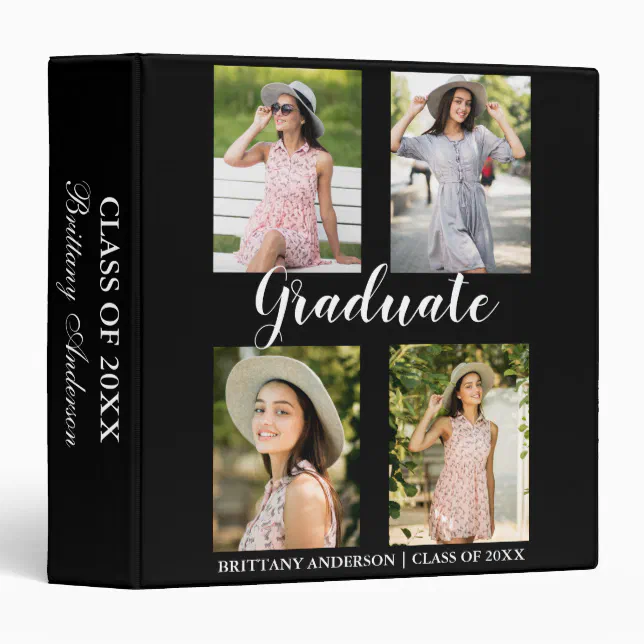 Graduation 4 Photo Keepsake 3 Ring Binder | Zazzle