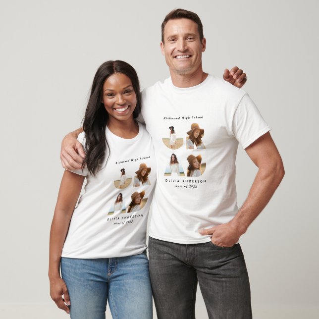 Graduation 4 photo modern personalised elegant T-Shirt (Unisex)