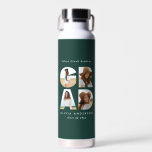 Graduation 4 photo modern personalised green water bottle<br><div class="desc">Graduation 4 photo modern girly green and white personalised water bottle</div>