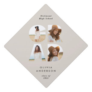 Graduation 4 photo modern personalised natural graduation cap topper