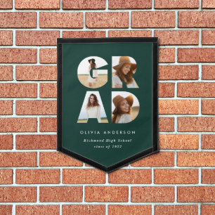 Graduation 4 photo modern personalised pennant