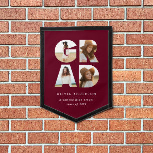 Graduation 4 photo modern personalised pennant