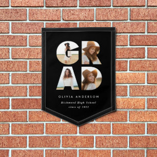 Graduation 4 photo modern personalised pennant
