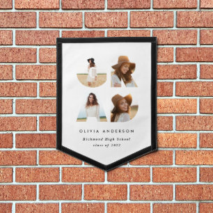 Graduation 4 photo modern personalised pennant