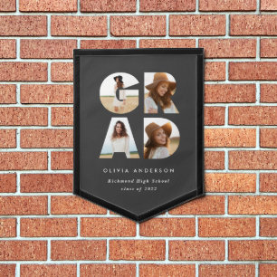 Graduation 4 photo modern personalised pennant