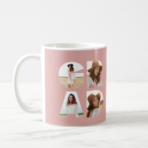 Graduation 4 photo modern personalised pink girly  coffee mug