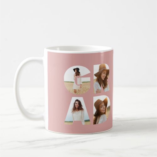 Graduation 4 photo modern personalised pink girly  coffee mug