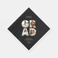Graduation 4 photo modern personalized black white napkins
