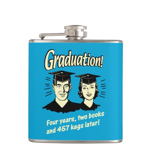 Graduation 4 Years 2 Books Hip Flask