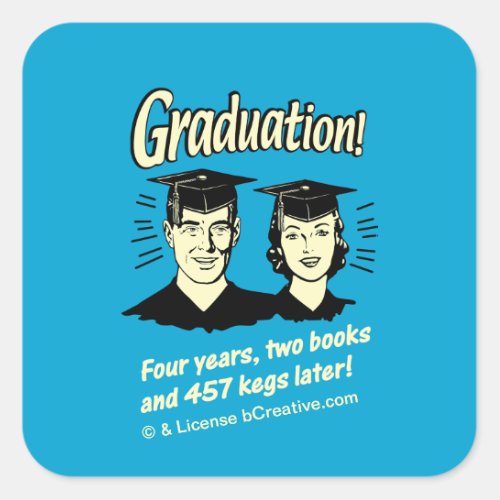 Graduation 4 Years 2 Books Square Sticker