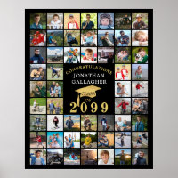 Graduation 55 Photo Collage Black Gold Cap