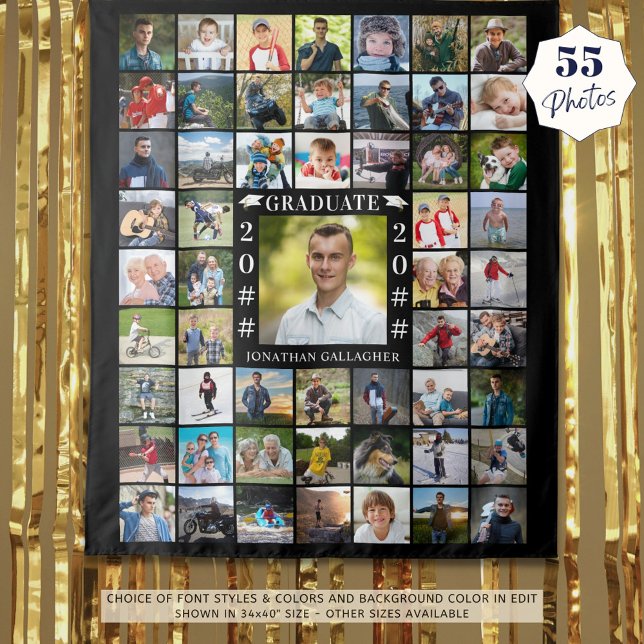 Graduation 55 Photo Collage Custom Color Backdrop (Creator Uploaded)