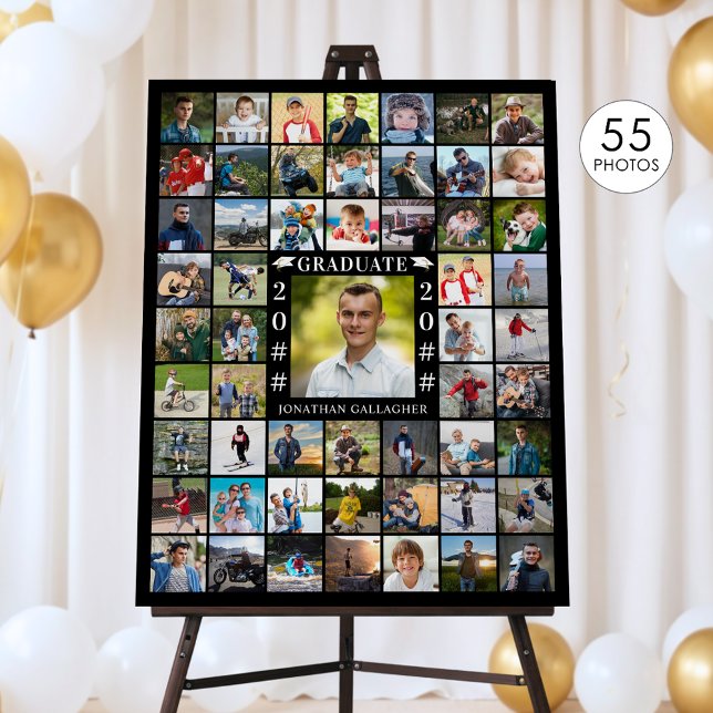 Graduation 55 Photo Collage Custom Color Foam Board (Creator Uploaded)