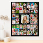 Graduation 55 Photo Collage Personalize Your Color Faux Canvas Print<br><div class="desc">Create a graduation photo memory commemorative keepsake faux canvas print utilizing this easy-to-upload photo collage template with 55 pictures of your graduate through the years in a 16x20" size. Personalize with your graduate's name, class year and school name abbreviation or mascot name along with the title GRADUATE and graduation caps...</div>