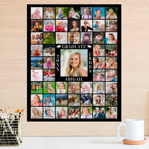 Graduation 55 Photo Collage Personalize Your Color Poster