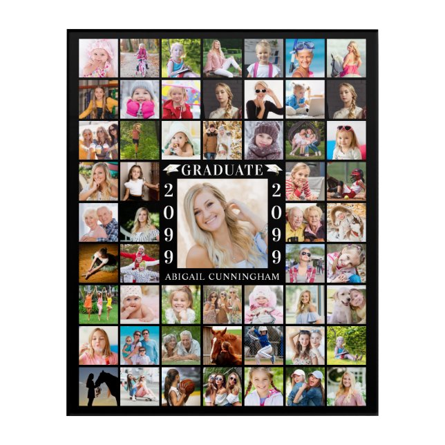 Graduation 55 Photo Collage Personalized Keepsake Acrylic Print (Front)