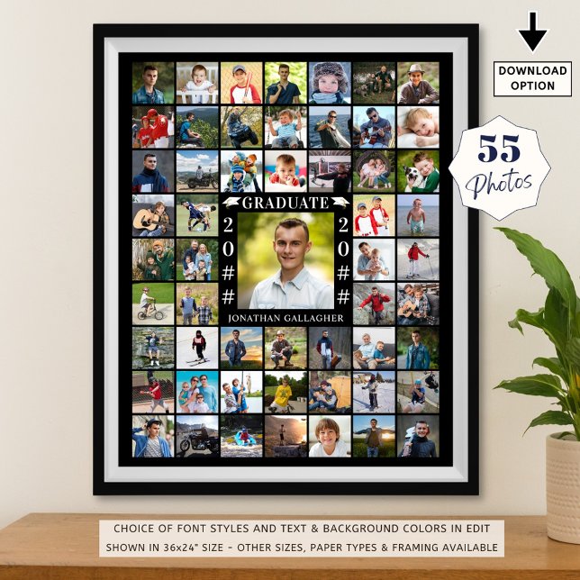 Graduation 55 Photo Collage Personalized Poster (Creator Uploaded)