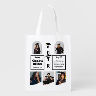 Graduation 5 Photo Celebration Graduate Template Grocery Bag