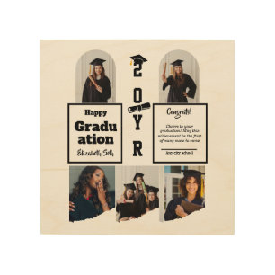 Graduation 5 Photo Celebration Graduate Template Wood Wall Art