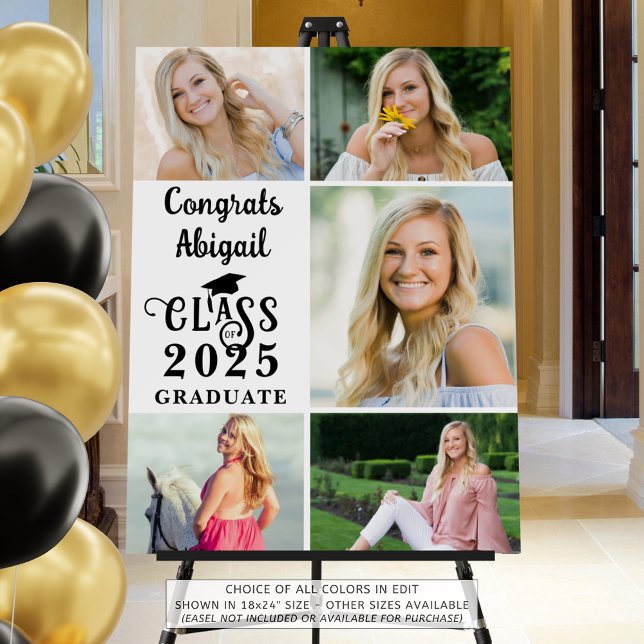 Graduation 5 Photo Collage Class Year Typography Foam Board (Creator Uploaded)