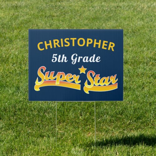 Graduation 5th Grad Super Star School Monogram Sign