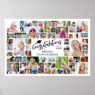 Graduation 64 Photo Collage Congratulations Name Poster