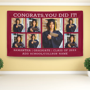 Graduation 7 Photo Congrats Grad 2023 Burgundy Banner