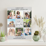 Graduation 8 Photo Collage and Quote Grey Canvas Print<br><div class="desc">Chic Canvas Print to personalize for your graduate. The photo template is set up for you to add 8 of your favorite photos of your study years. Your photos are displayed in square / instagram format in a simple grid style photo collage. This monogrammed design is further personalized with the...</div>