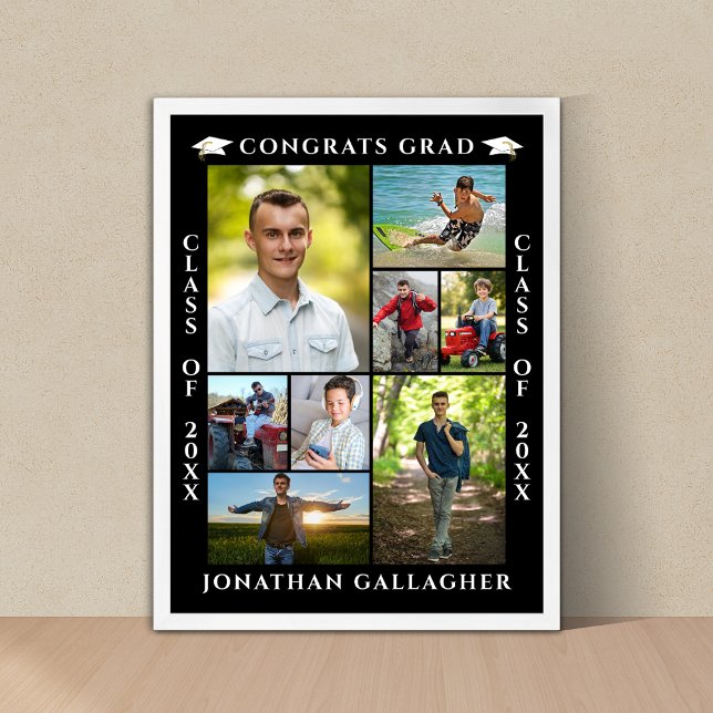 Graduation 8 Photo Collage Congrats Grad Poster (Creator Uploaded)