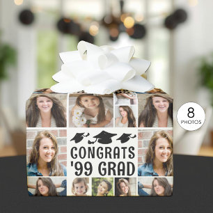 Graduation 8 Photo Collage Custom Text Color Wrapping Paper