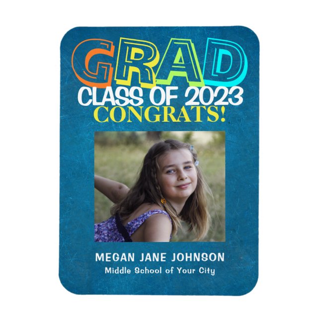 Graduation 8th grade middle school grad photo magnet (Vertical)