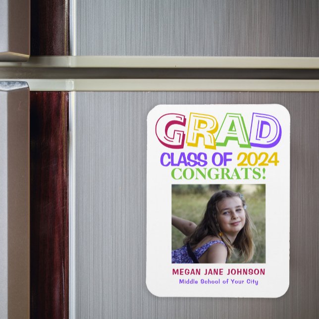 Graduation 8th grade middle school grad photo magnet (Creator Uploaded)