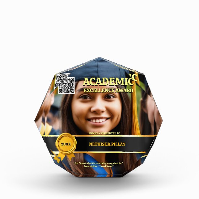 Graduation accolade awards elegant black gold seal (Front)