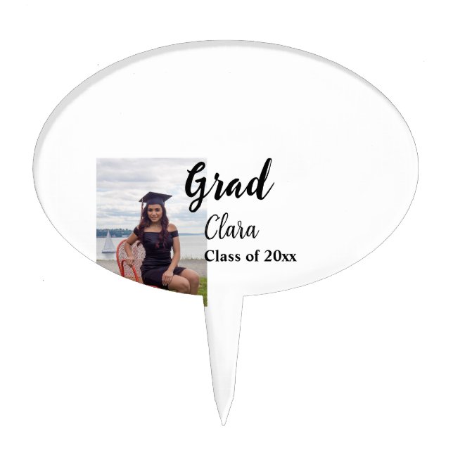 Graduation add name class of 20xx congrats add pho cake topper (Front)