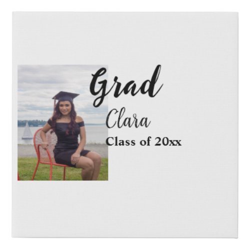 Graduation add name class of 20xx congrats add pho faux canvas print