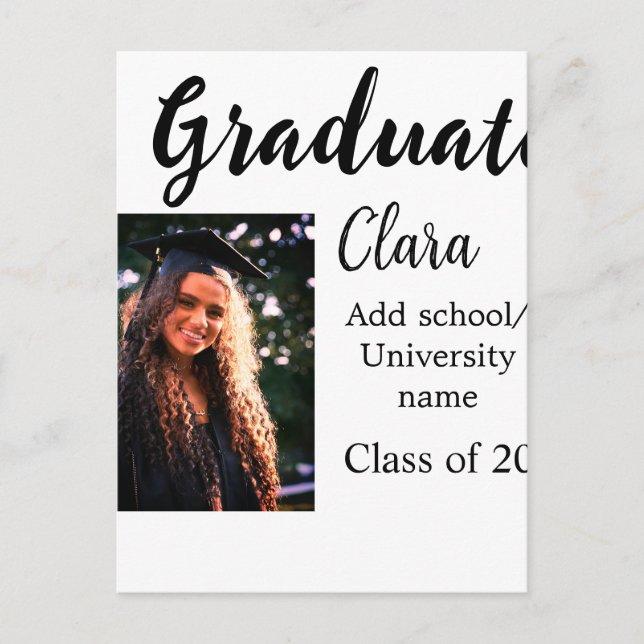 Graduation add name class of 20xx congrats add pho postcard (Front)