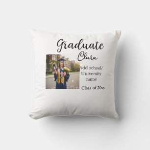 Graduation add name class of 20xx congrats add pho throw pillow