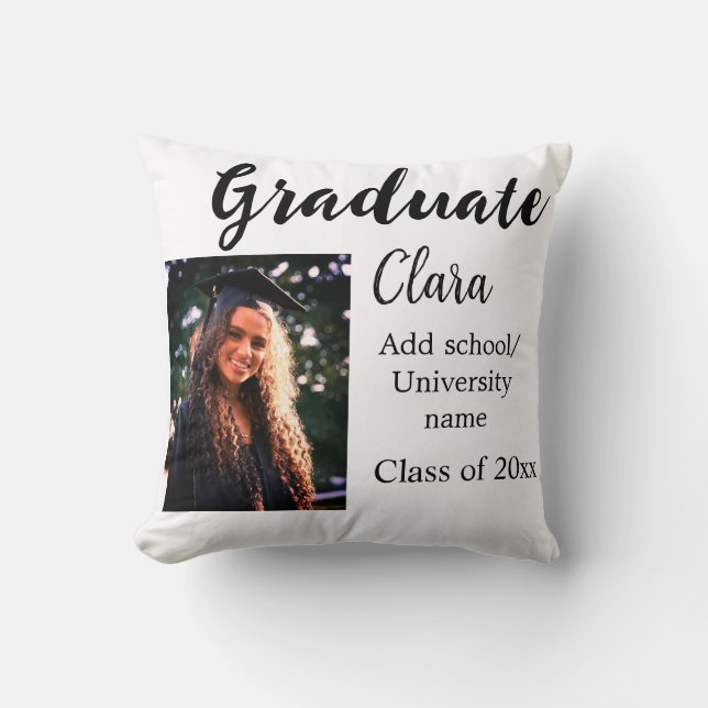 Graduation add name class of 20xx congrats add pho throw pillow (Front)