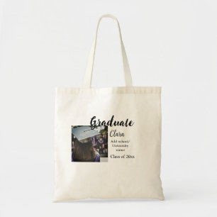 Graduation add name class of 20xx congrats add pho tote bag