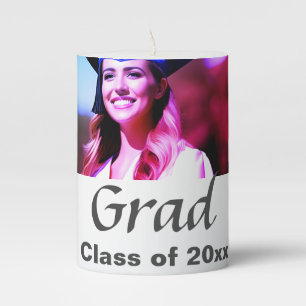 Graduation add name photo class year custom  pillar candle