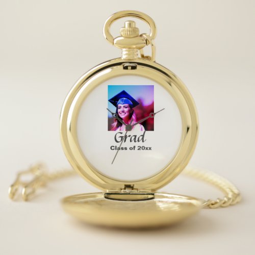 Graduation add name photo class year custom  pocket watch