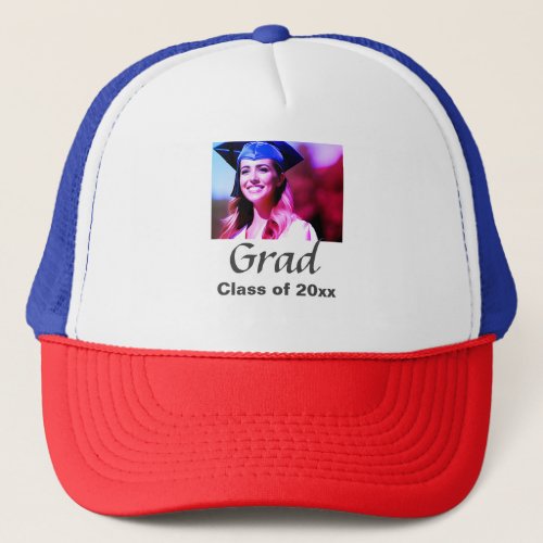 Graduation add name photo class year custom  trucker hat