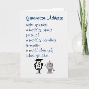 Graduation Address - a funny graduation poem Card