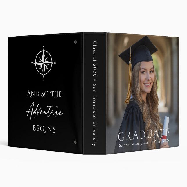 Graduation Adventure Begins Personalized Photo  3 Ring Binder (Background)
