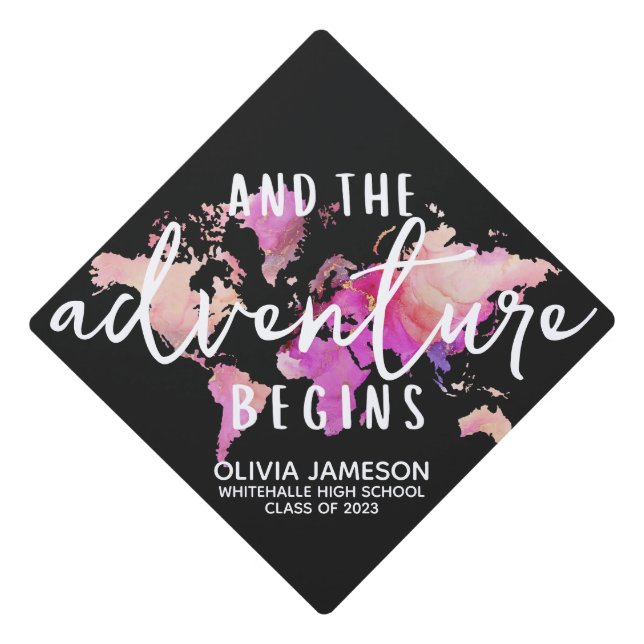 Graduation Adventure World Globe | Class of 2023 Graduation Cap Topper (Front)